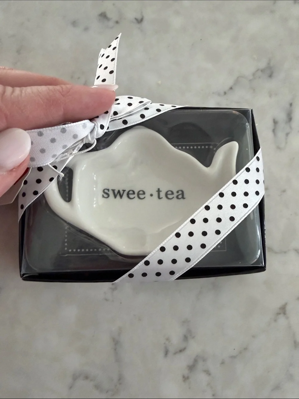 NWT Swee·tea White Teapot-Shaped Teabag Caddy